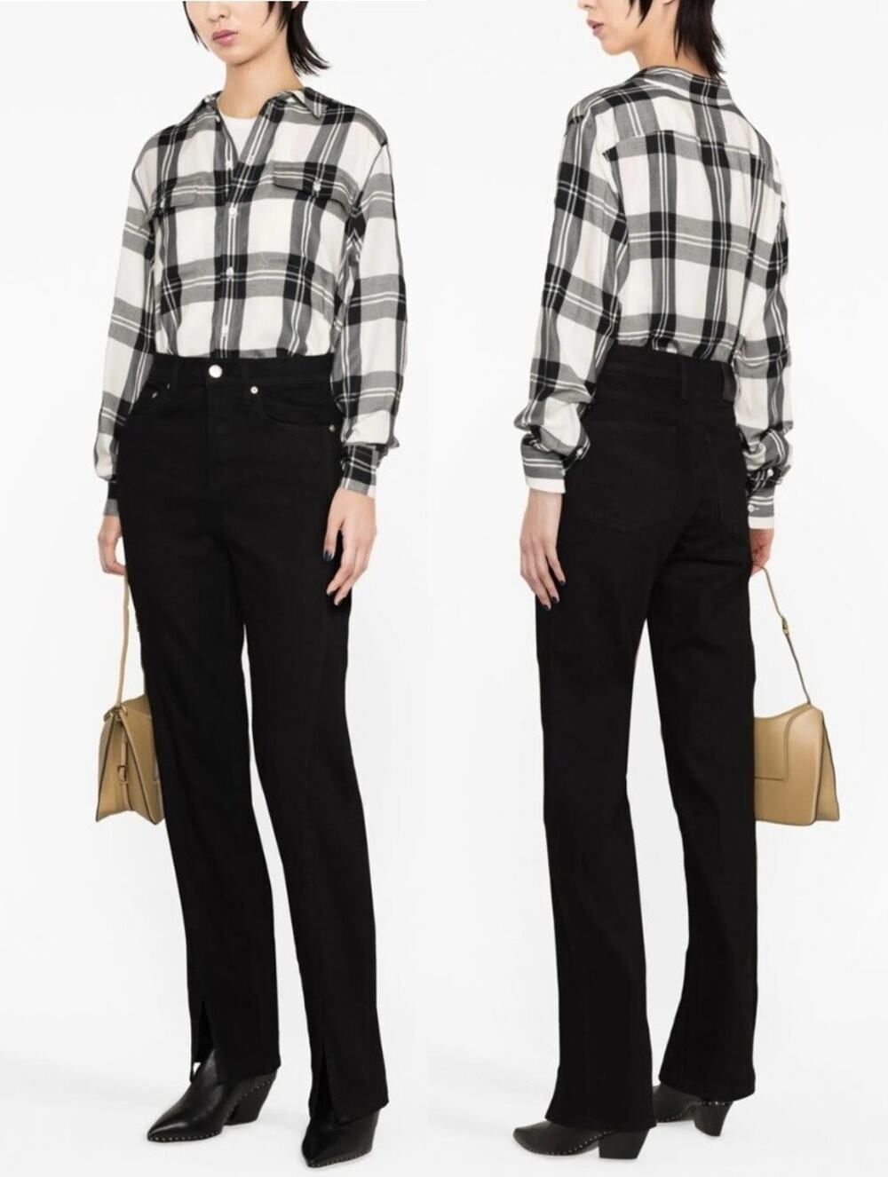 Ralph Lauren Women's Purple Label Darleen Plaid Shirt Cotton Old Money Sz 4